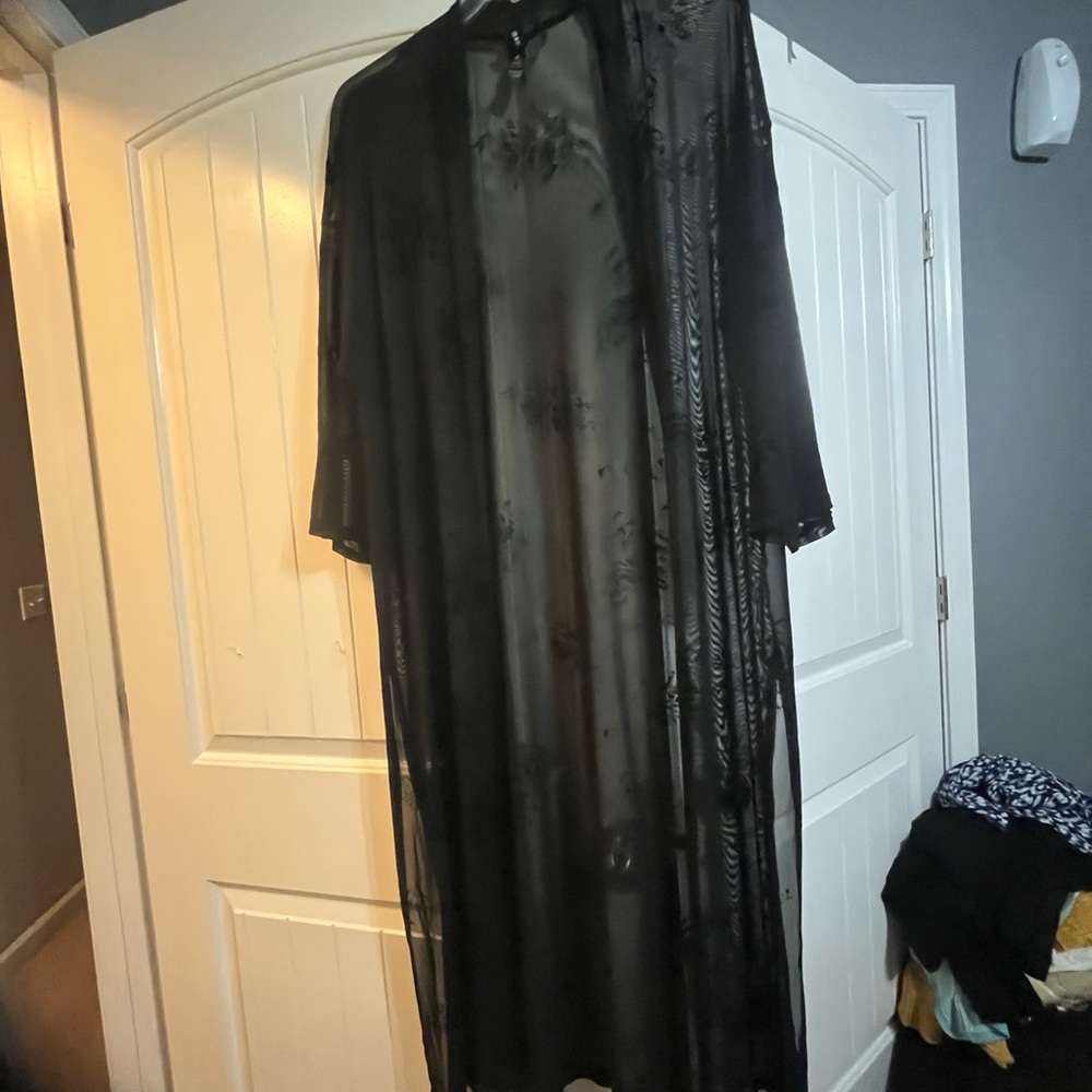 Elegant Black Sheer Kimono